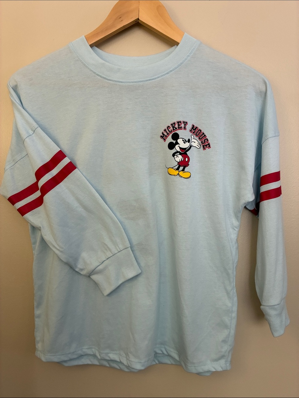 Disney Mickey Mouse Girls Classic Oversized Graphic Long Sleeve Shirt size M 7/8
